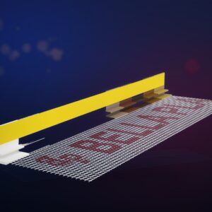 BP13 R – listwa PVC dylatacyjna z siatką i z uszczelką do prowadnic rolet zewnętrznych w systemach dociepleń budynków ETICS - TEKNAR